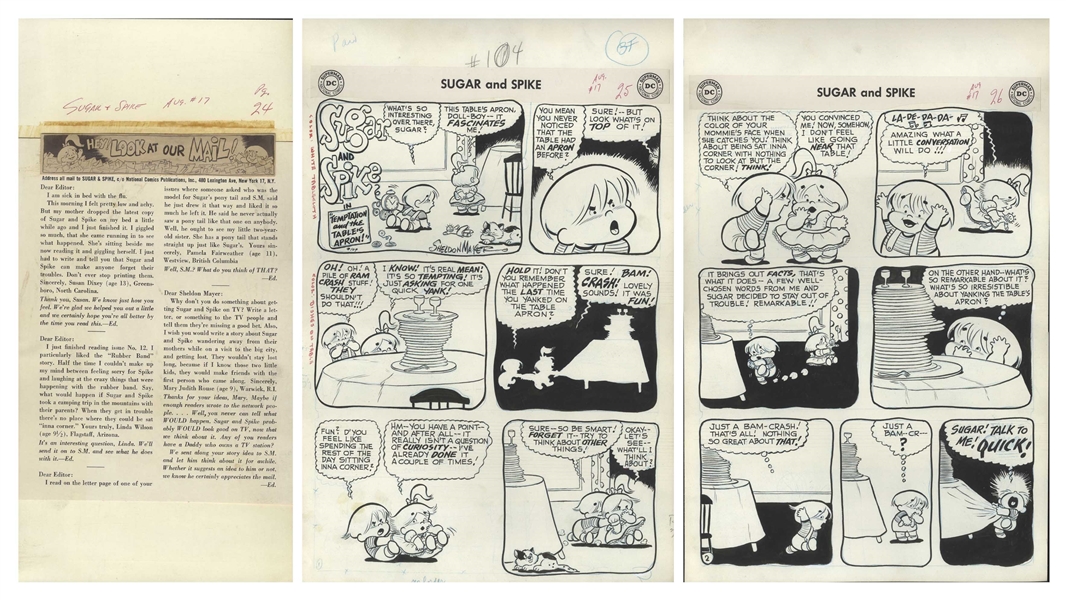 Sheldon Mayer Original Hand-Drawn ''Sugar and Spike'' Comic Book -- 27 Pages From the August 1958 Issue #17 -- The First Appearance of Little Arthur!